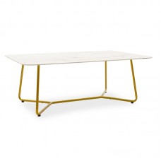 Τραπέζι σαλονιού Paris pakoworld γυαλί 8mm σχέδιο μαρμάρου-χρυσό 120x80x45εκ