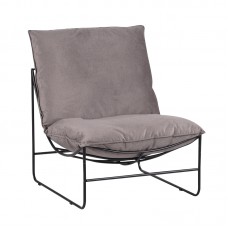 Πολυθρόνα Chopie pakoworld ύφασμα γκρι ποντικί-μαύρο πόδι 77x90x83εκ