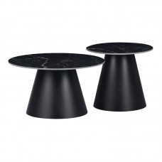 Βοηθητικά τραπέζια Fabrin Inart μαύρο μαρμάρου sintered stone-μαύρο μέταλλο