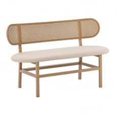 Καναπές 2θέσιος Enrico pakoworld φυσικό pe rattan-μπεζ ύφασμα-φυσικό μέταλλο 121x51.5x75εκ