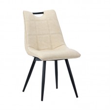 Καρέκλα Nely pakoworld pu ανοιχτό μπεζ-πόδι μαύρο μέταλλο 45x61x85εκ