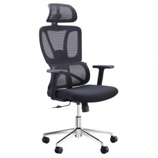 Καρέκλα γραφείου διευθυντή Aish pakoworld mesh ύφασμα μαύρο 64x66x130εκ