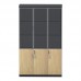 Ντουλάπα γραφείου με γυάλινες πόρτες Lotus pakoworld χρώμα φυσικό - ανθρακί 120x40x200εκ