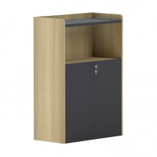 Ντουλάπι γραφείου χαμηλό Lotus pakoworld σε φυσική-ανθρακί απόχρωση 80x40x120εκ