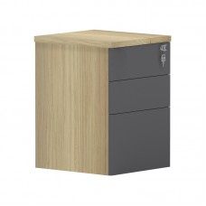 Συρταριέρα επαγγελματική τροχήλατη Lotus pakoworld 3ων συρταριών σε φυσική-ανθρακί απόχρωση 40x44x61εκ