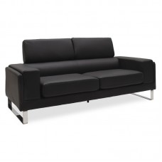 Καναπές Shea pakoworld 3θέσιος pu μαύρο-inox 198x80x87εκ