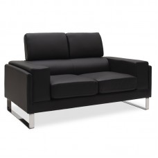Καναπές Shea pakoworld 2θέσιος pu μαύρο-inox 158x80x87εκ