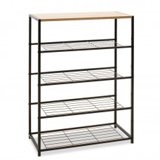 Παπουτσοθήκη Ramon pakoworld 12 ζευγών φυσικό-μαύρο 63x30x83εκ