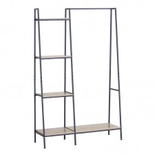 Έπιπλο εισόδου-ραφιέρα Herevy pakoworld σε oak απόχρωση με μαύρο μέταλλο 101x35x160εκ