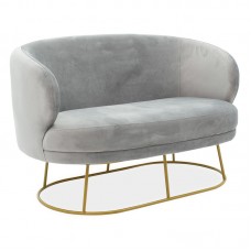 Καναπές 2θέσιος Gloria pakoworld βελούδο γκρι-χρυσό 132x82x83εκ