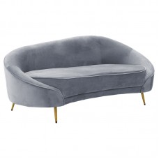 Καναπές 3θέσιος Amora pakoworld βελούδο γκρι-χρυσό 180x81x77εκ