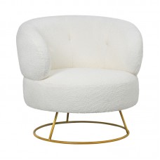 Πολυθρόνα Connie pakoworld κρεμ μπουκλέ ύφασμα-πόδι χρυσό μέταλλο 87x81x81εκ