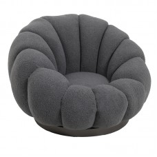 Πολυθρόνα περιστρεφόμενη Nester pakoworld μπουκλέ ύφασμα σε γκρι απόχρωση 98x97x69εκ