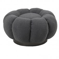 Σκαμπό Nester pakoworld μπουκλέ ύφασμα σε γκρι απόχρωση Φ60x31εκ