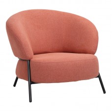 Πολυθρόνα Jennie pakoworld ύφασμα σε κεραμιδι απόχρωση με μαύρα μεταλλικά πόδια 84x84x71,5εκ