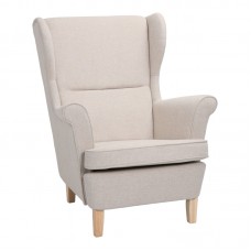 Πολυθρόνα - μπερζέρα Malei pakoworld ύφασμα σε κρεμ απόχρωση-ξύλινα πόδια  85x93x100εκ