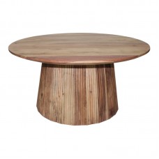 Τραπέζι σαλονιού Canicule I pakoworld μασίφ ξύλο ακακίας σε φυσική απόχρωση Φ80x40εκ