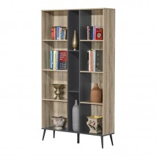 Βιβλιοθήκη Zezan pakoworld σε sonoma-ανθρακί απόχρωση 114x30x200.5εκ