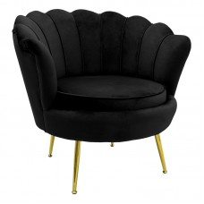 Πολυθρόνα Daimon pakoworld βελούδο μαύρο-χρυσό 79x74x78εκ