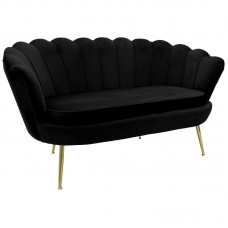 Καναπές 2θέσιος Daimon pakoworld βελούδο μαύρο 134x70x77εκ