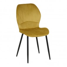 Καρέκλα Jelour pakoworld βελούδο σε κίτρινη απόχρωση 46.5x60x84εκ