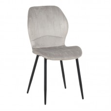 Καρέκλα Jelour pakoworld βελούδο σε γκρι απόχρωση-πόδια μαύρα μεταλλικά 46.5x60x84εκ