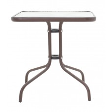 Τραπέζι κήπου Watson pakoworld μέταλλο καφέ-γυαλί 80x80x70εκ