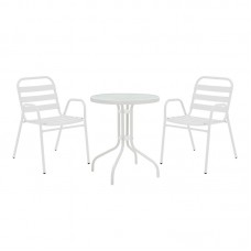 Τραπεζαρία Watson-Sussie pakoworld μέταλλο λευκό-γυαλί Φ60x70εκ