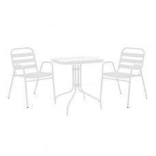 Τραπεζαρία Watson-Sussie pakoworld μέταλλο λευκό- γυαλί 70x70x70εκ