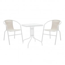 Τραπεζαρία Watson-Obbi pakoworld μέταλλο λευκό- γυαλί 70x70x70εκ