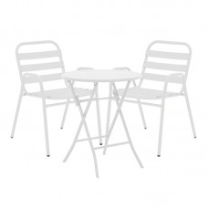 Τραπεζαρία Albero-Sussie pakoworld 3τεμ μέταλλο σε λευκή απόχρωση Φ60x70εκ