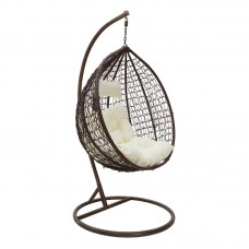 Κούνια κήπου Zafer pakoworld κρεμαστή μέταλλο-pp καφέ-μαξιλάρι μπεζ 106x103x200εκ