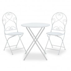 Τραπεζαρία κήπου Walen pakoworld σετ 3τεμ μέταλλο λευκό