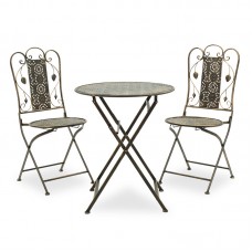 Τραπεζαρία κήπου Drill pakoworld σετ 3τεμ μέταλλο χρώμα χαλκού antique