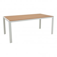 Τραπέζι Nares pakoworld αλουμίνιο λευκό-plywood φυσικό 180x90x72.5εκ