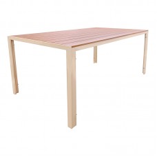 Τραπέζι Nares pakoworld αλουμίνιο cappuccino-plywood σε φυσική απόχρωση 140x80x72.5εκ