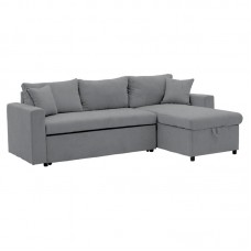 Γωνιακός καναπές-κρεβάτι αναστρέψιμος Lilian pakoworld ύφασμα γκρι 225x148x81εκ
