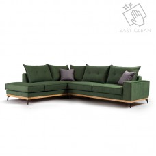 Γωνιακός καναπές δεξιά γωνία Luxury II pakoworld ύφασμα κυπαρισσί-ανθρακί 290x235x95εκ