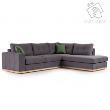Γωνιακός καναπές αριστερή γωνία Boston pakoworld ύφασμα ανθρακί-κυπαρισσί 280x225x90εκ