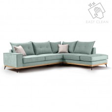 Γωνιακός καναπές αριστερή γωνία Luxury II pakoworld ύφασμα ciel-cream 290x235x95εκ