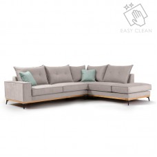 Γωνιακός καναπές αριστερή γωνία Luxury II pakoworld ύφασμα elephant-ciel 290x235x95εκ