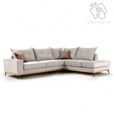 Γωνιακός καναπές αριστερή γωνία Luxury II pakoworld ύφασμα cream-mocha 290x235x95εκ
