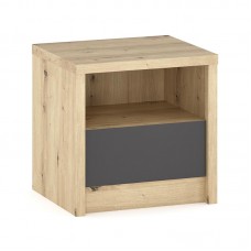 Κομοδίνο Lavinia pakoworld ανθρακί-sonoma 46.5x39.5x45.5εκ (2 ΤΜΧ)