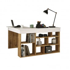 Γραφείο γωνιακό Rosaline pakoworld λευκό-oak 120x129x72εκ
