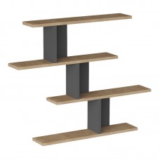 Ραφιέρα τοίχου Zaka pakoworld σε φυσική-ανθρακί απόχρωση 98.7x14.5x78εκ