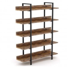 Βιβλιοθήκη Almond pakoworld καρυδί-μαύρο 119x27x185εκ