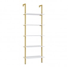 Ραφιέρα Τοίχου Tenesi pakoworld σε λευκή απόχρωση με χρυσό μεταλλικό σκελετό 60x22x200εκ