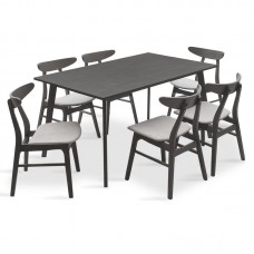 Tραπεζαρία Benson - Orlean pakoworld σετ 7τμχ rustic grey - ύφασμα γκρι 150x90x75εκ Tραπεζαρία Benson - Orlean pakoworld σετ 7τμχ rustic grey - ύφασμα γκρι 150x90x75εκ