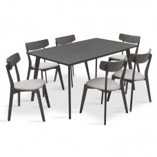 Tραπεζαρία Benson - Toto pakoworld σετ 7τμχ rustic grey - ύφασμα γκρι 150x90x75εκ Tραπεζαρία Benson - Toto pakoworld σετ 7τμχ rustic grey - ύφασμα γκρι 150x90x75εκ
