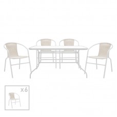 Τραπεζαρία κήπου Valor-Obbi σετ 7τεμ pakoworld μέταλλο-pe λευκό
